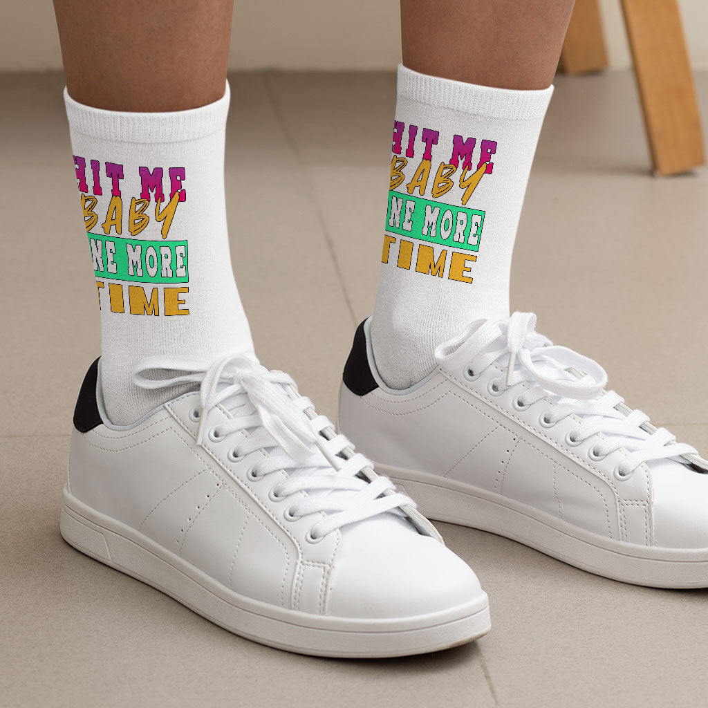 Hit Me Baby One More Time Socks - Song Lyrics Novelty Socks - Cool Graphic Crew Socks