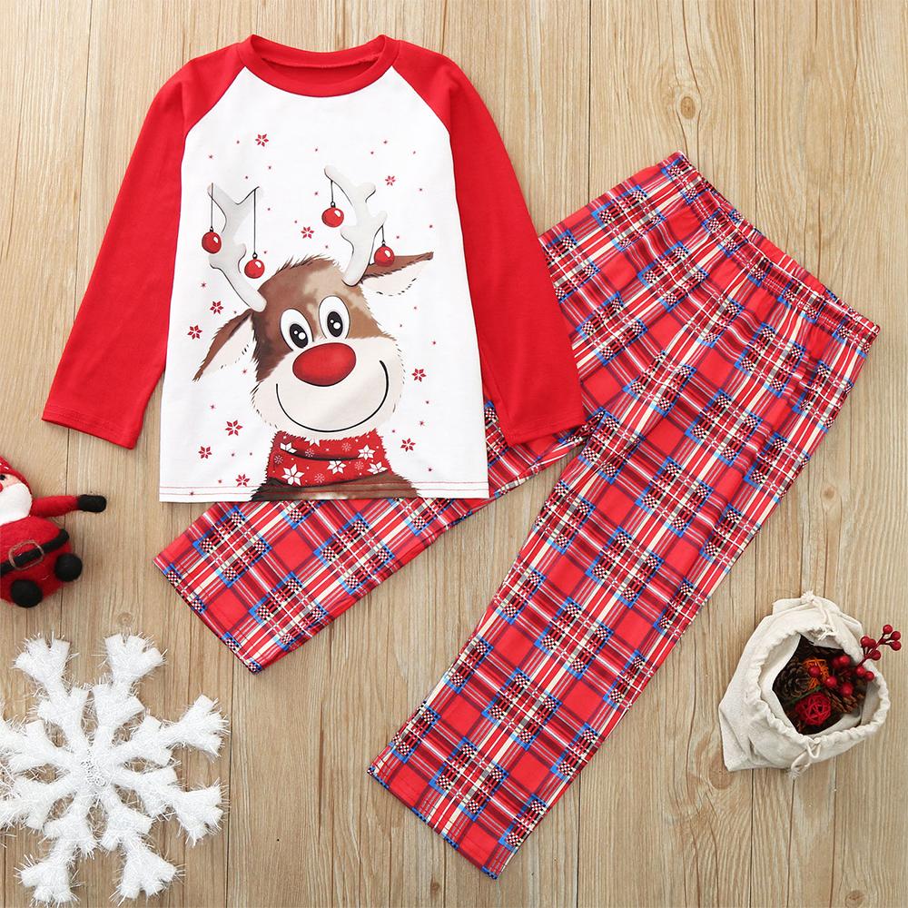 Christmas Matching Clothes Dad Cartoon Plaid Sleepwear Homewear Sets | Pink Iolaus