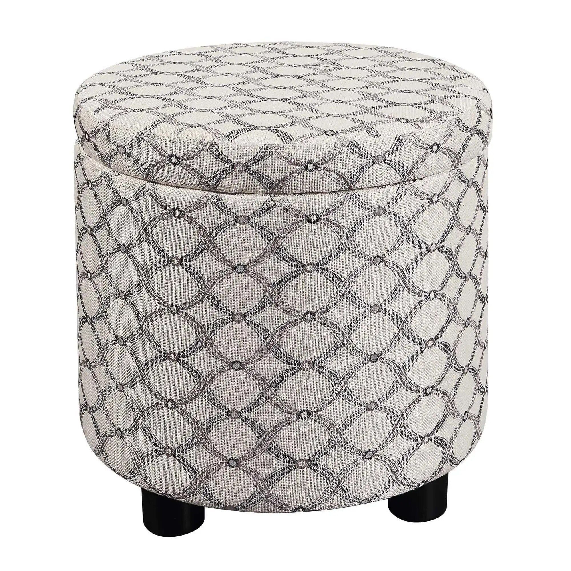 Modern Round Storage Ottoman with Reversible Tray Lid