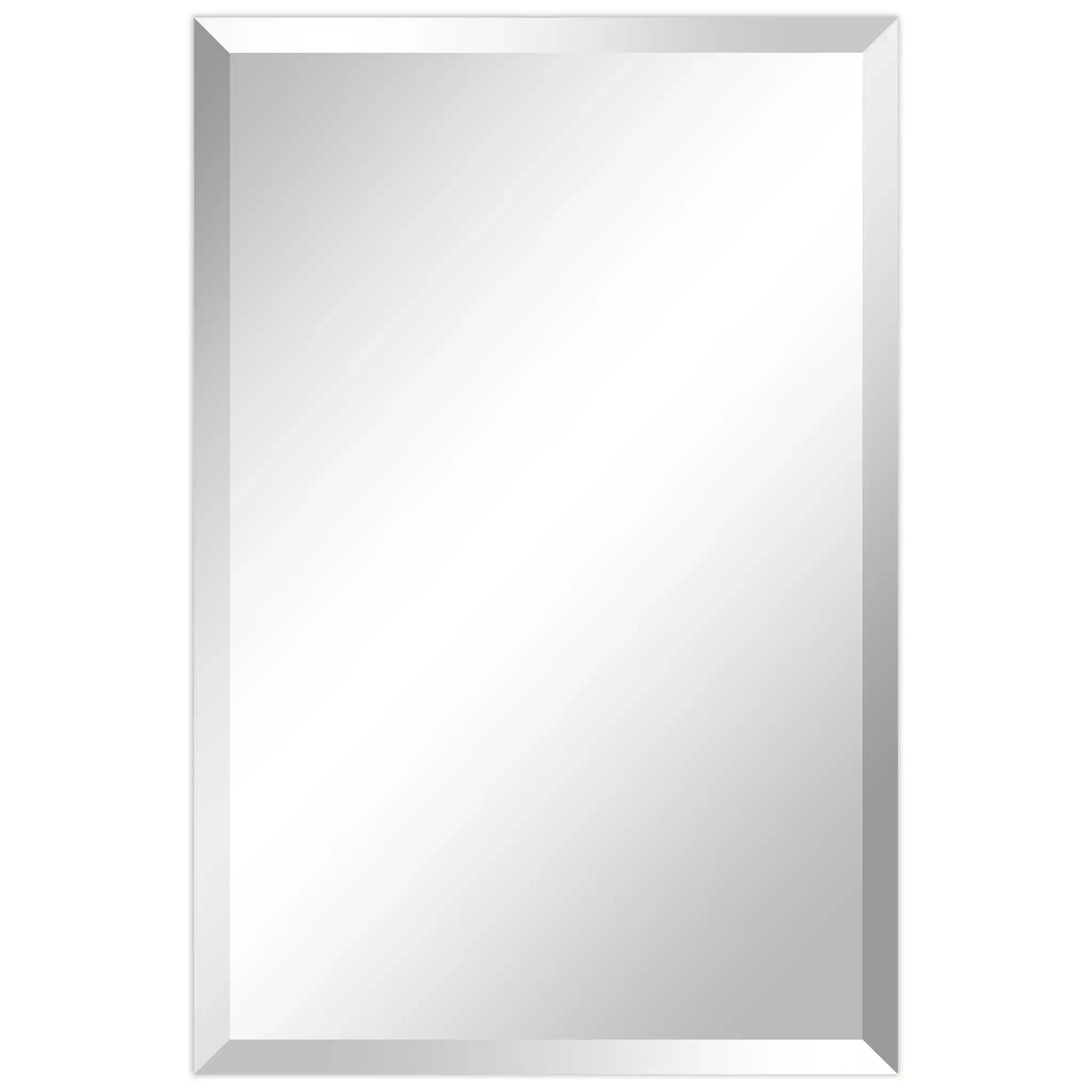 Elegant Beveled Frameless Wall Mirror - Versatile Rectangle Glass Mirror for Home Decor