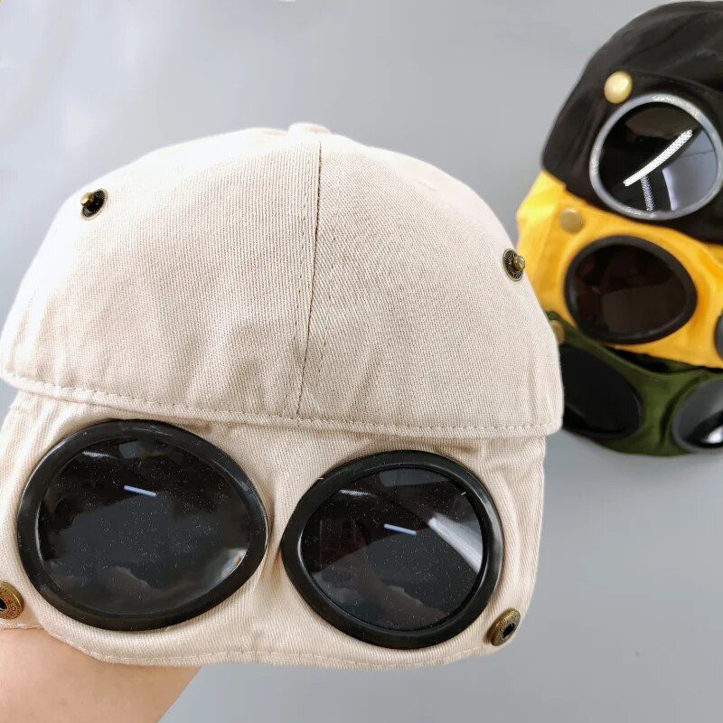 Stylish Unisex Aviator Baseball Cap with Integrated Sunglasses for Sun Protection