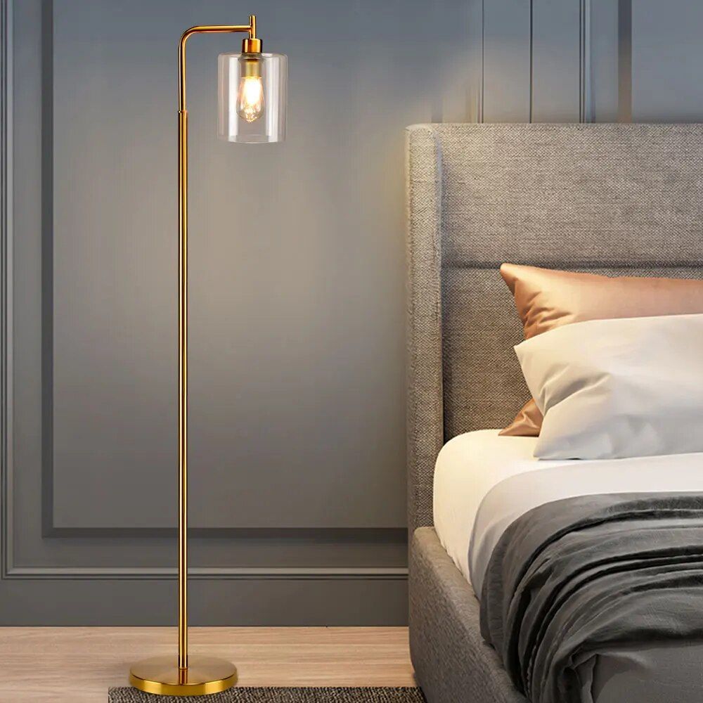 Elegant Nordic-Inspired Metal LED Floor Lamp with Glass Shade