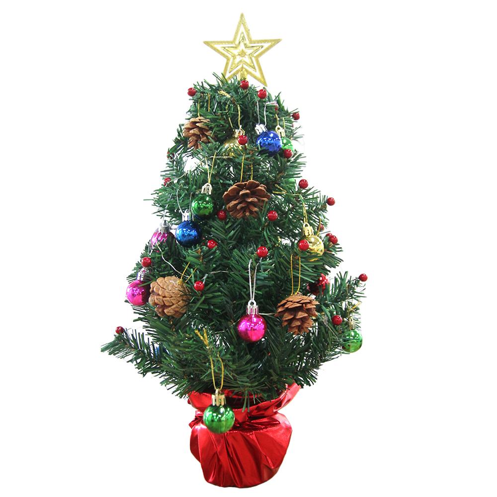 Tabletop Xmas Tree Mini Small Christmas Pine Tree with LED String | Pink Iolaus