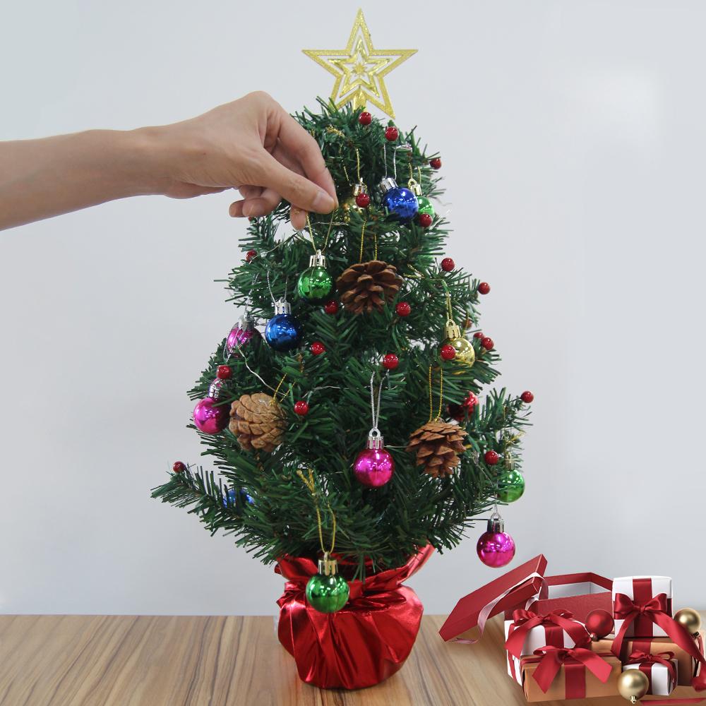 Tabletop Xmas Tree Mini Small Christmas Pine Tree with LED String