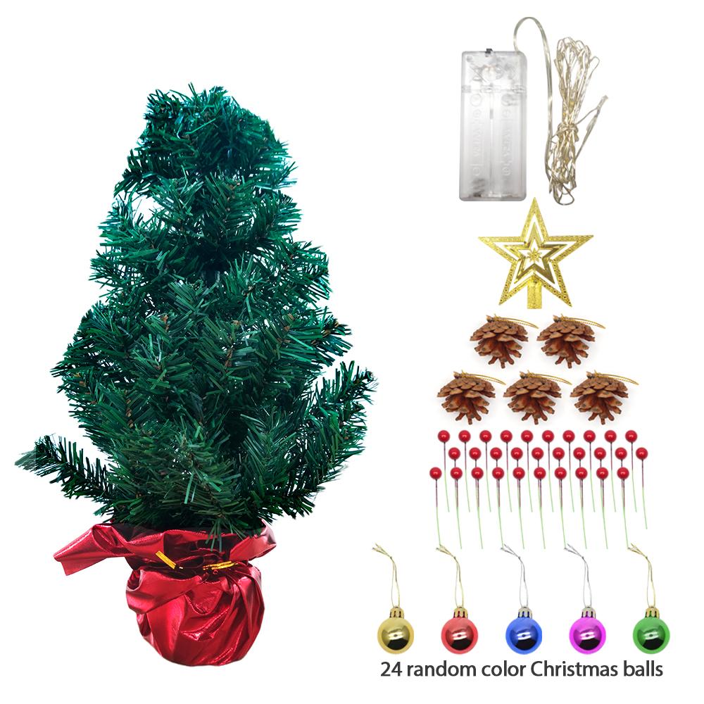 Tabletop Xmas Tree Mini Small Christmas Pine Tree with LED String