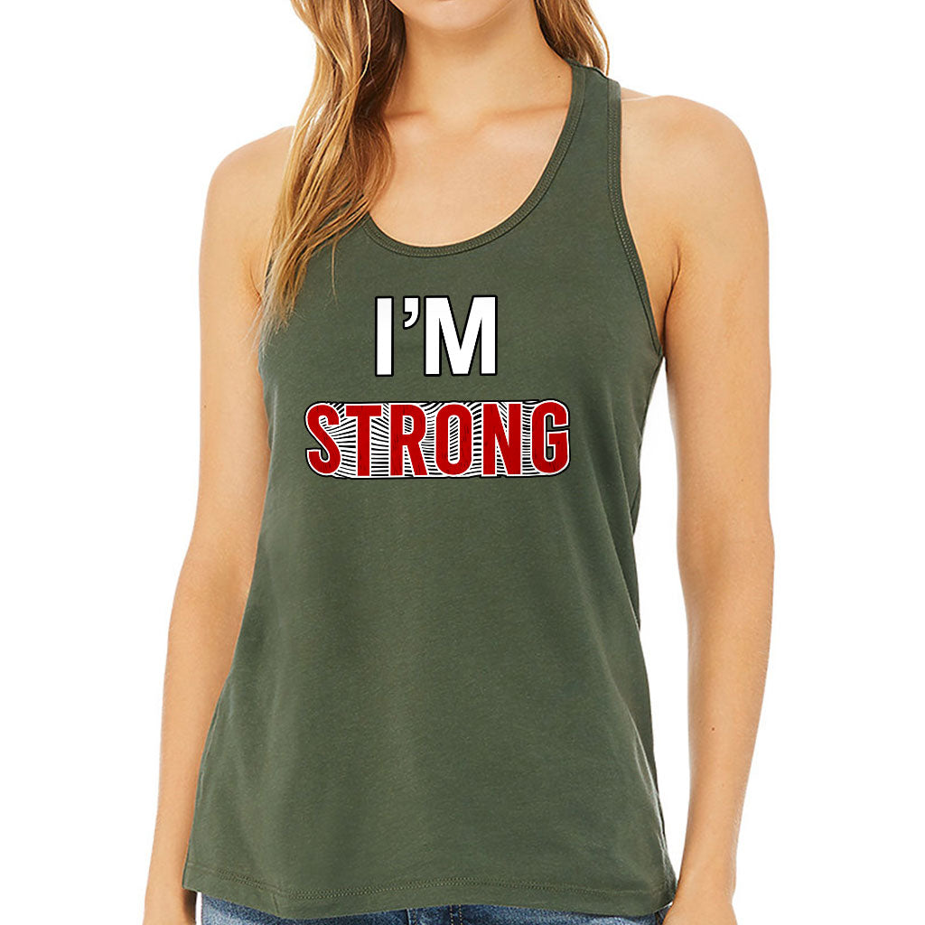 Strong Women's Racerback Tank - Cool Tank Top - Printed Workout Tank