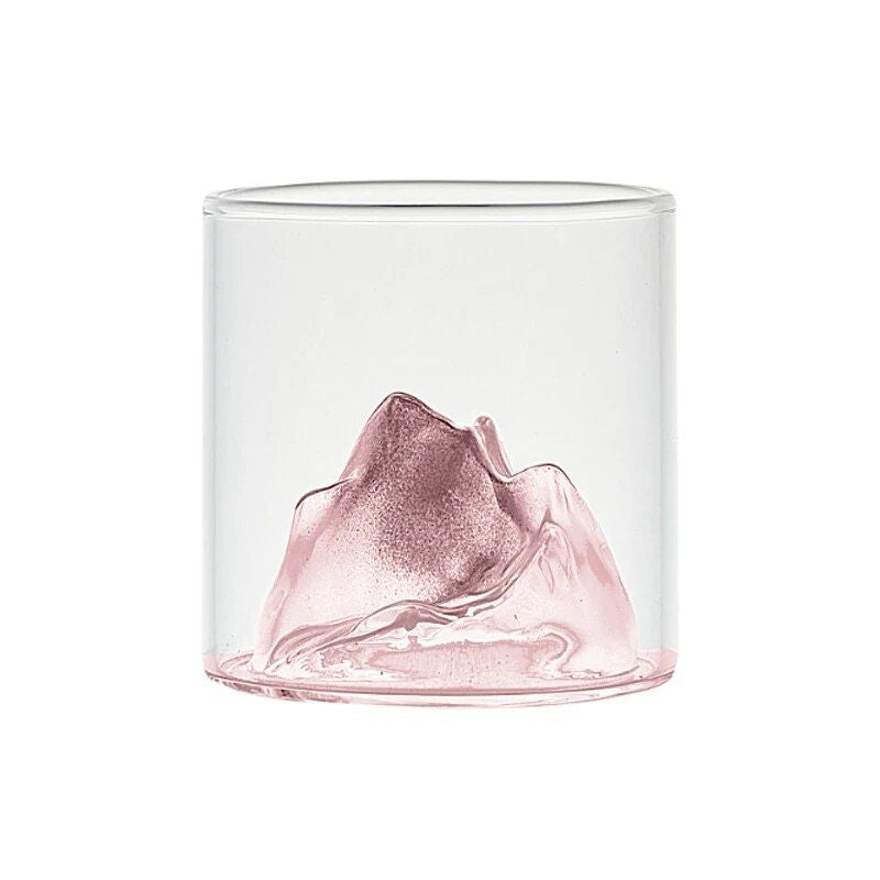 Elegant 3D Mountain Glass Whisky Cup - Artistic Fuji Design Drinkware