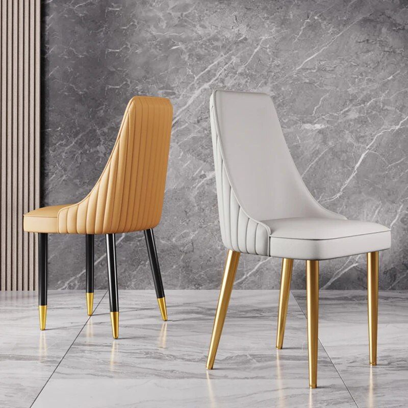 Elegant Modern Dining Chair with Gold Legs - Luxury Synthetic Leather Seating for Home and Events