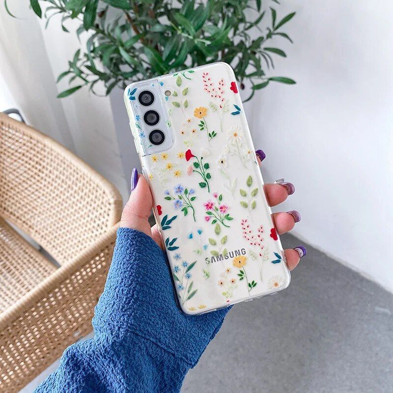 Ultra Clear Floral Painted Silicone Phone Case for Samsung Galaxy S Series