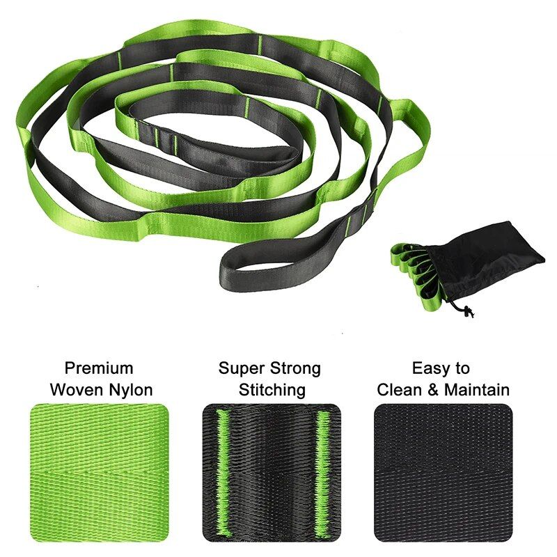 Multi-Loop Yoga Stretch Strap for Flexibility, Strength, and Therapy