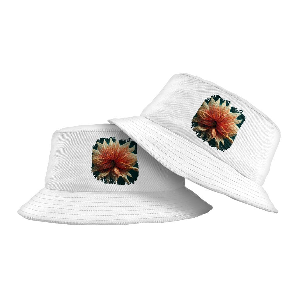 Dahlia Flower Bucket Hat - Flower Hat - Printed Bucket Hat