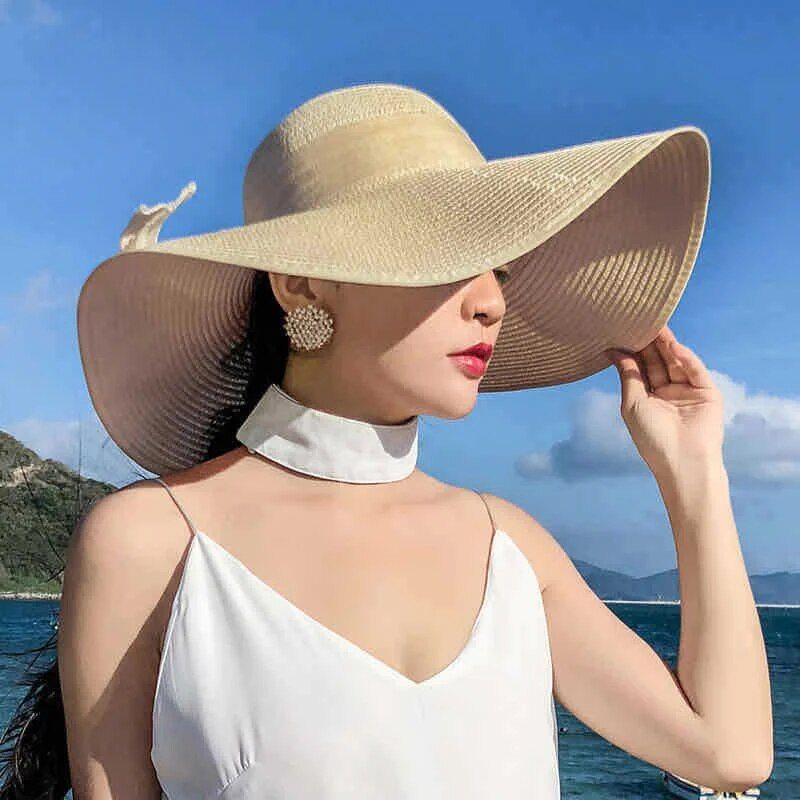 Elegant Wide Brim Summer Straw Hat for Women