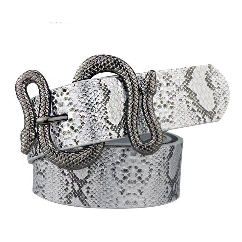 High-Quality Snake Shape Pin Buckle Leather Belt for Women