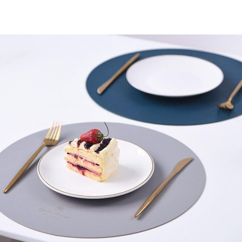 Luxury Faux Leather Round Placemats and Coasters Set - Heat Resistant, Non-Slip, Washable Table Mats