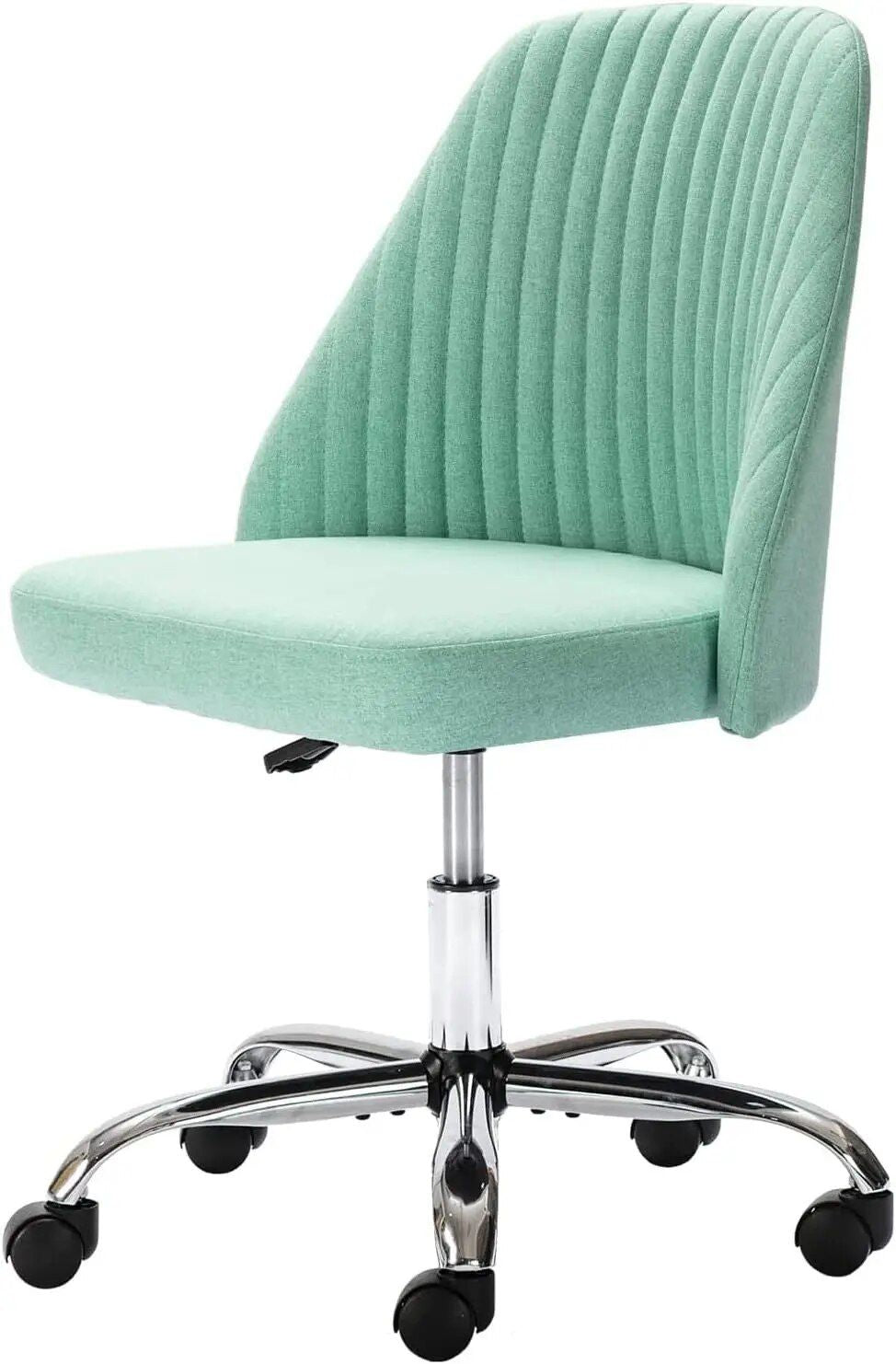 Modern Adjustable Twill Upholstered Office Chair - Low Back, Swivel Vanity Desk Chair