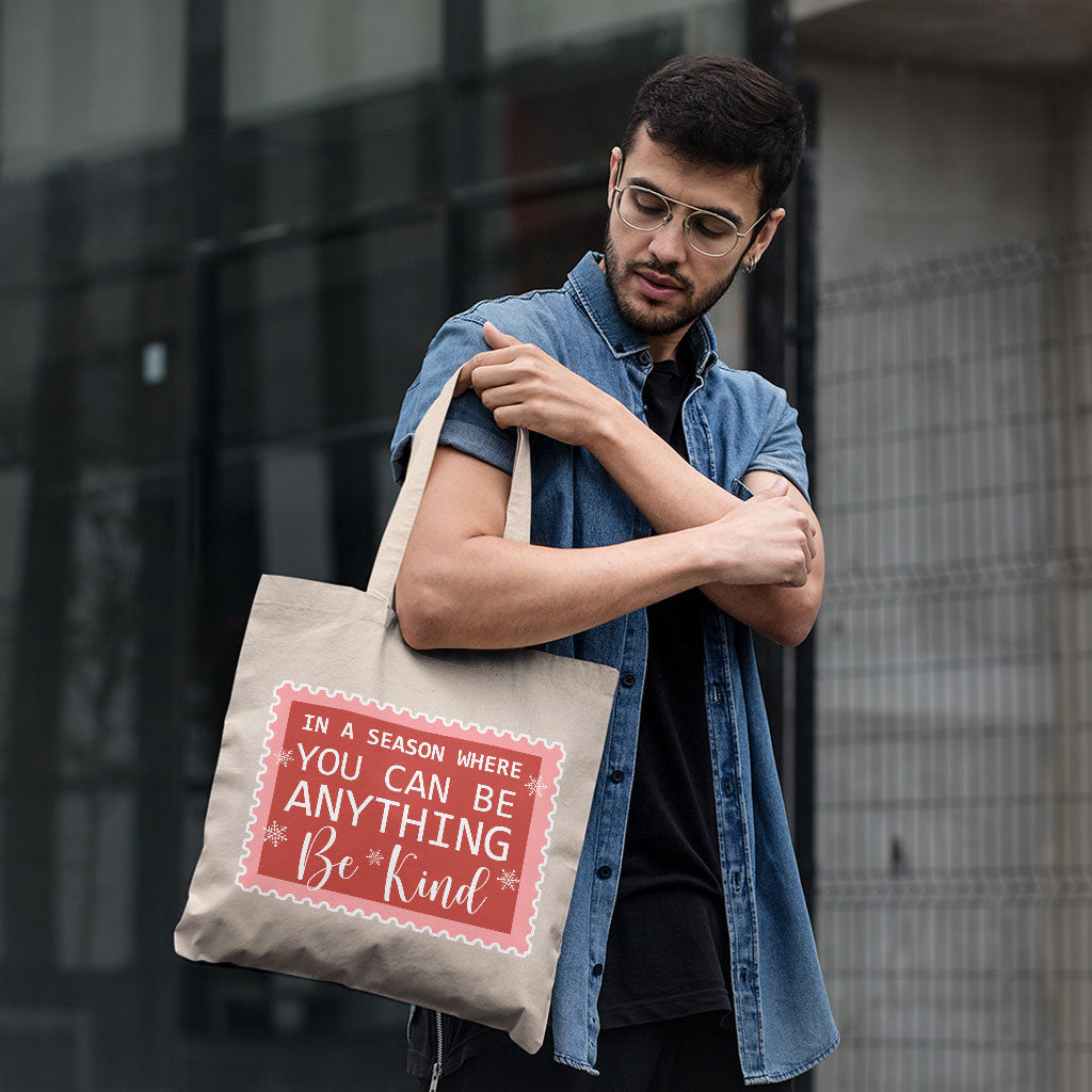 Be Kind Small Tote Bag - Christmas Quotes Shopping Bag - X-mas Tote Bag