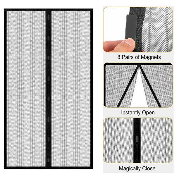 Magnetic Screen Door Mosquito Screen Door Black