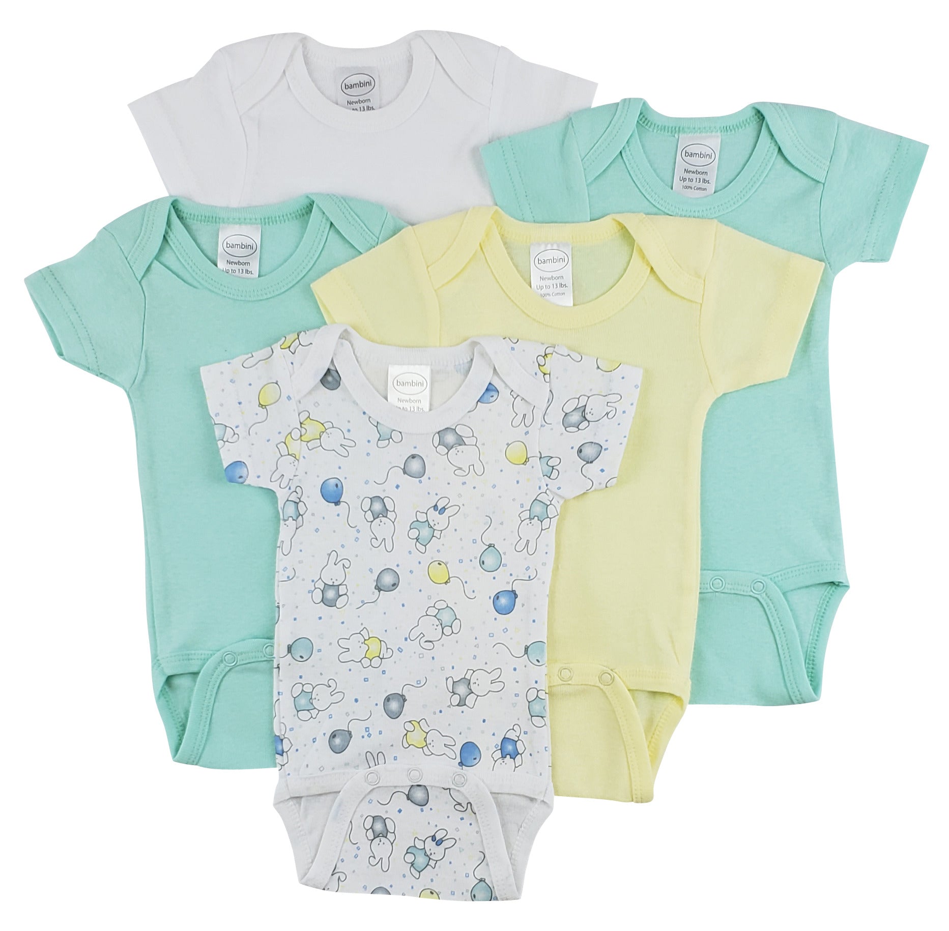 Bambini Short Sleeve One Piece 5 Pack | Emerald Clover