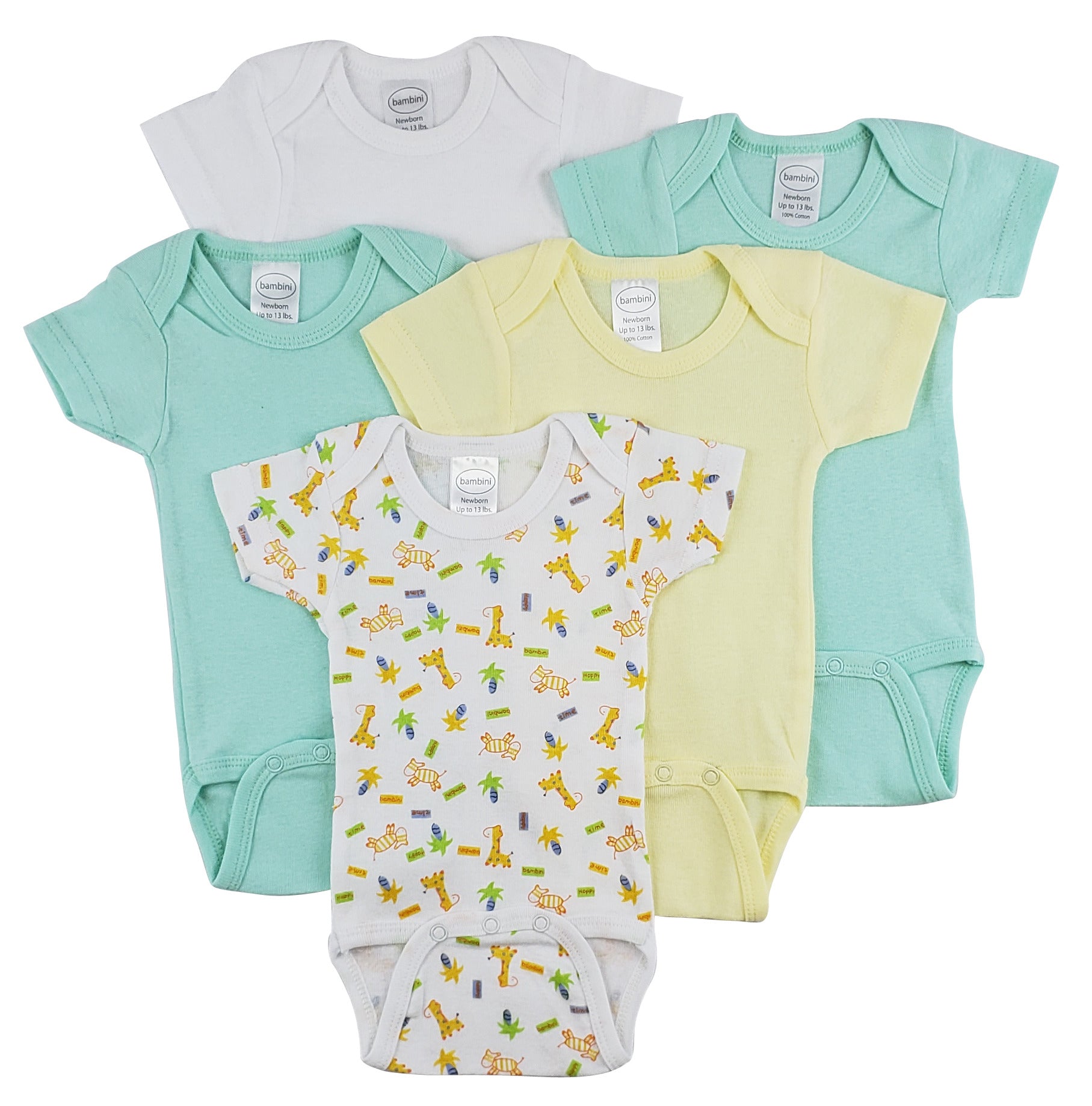 Bambini Short Sleeve One Piece 5 Pack | Emerald Clover