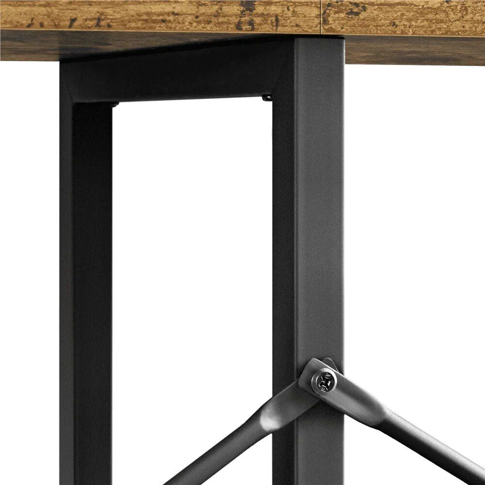 Industrial 55" 3-Tier Console Table, Rustic Brown