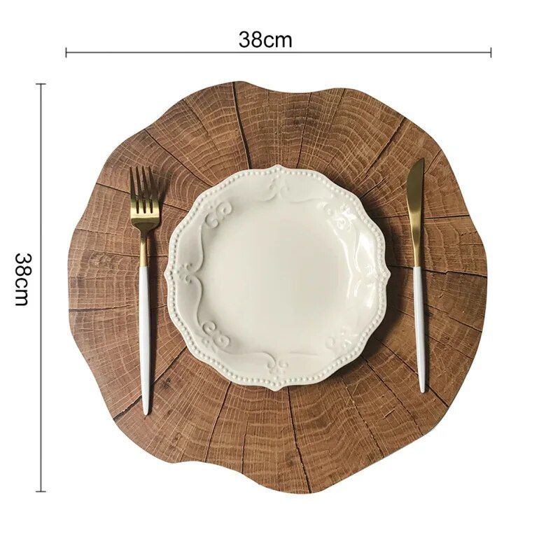 Round Wood Grain Placemat - Non-Slip, Heat Insulating Dining Table Mat