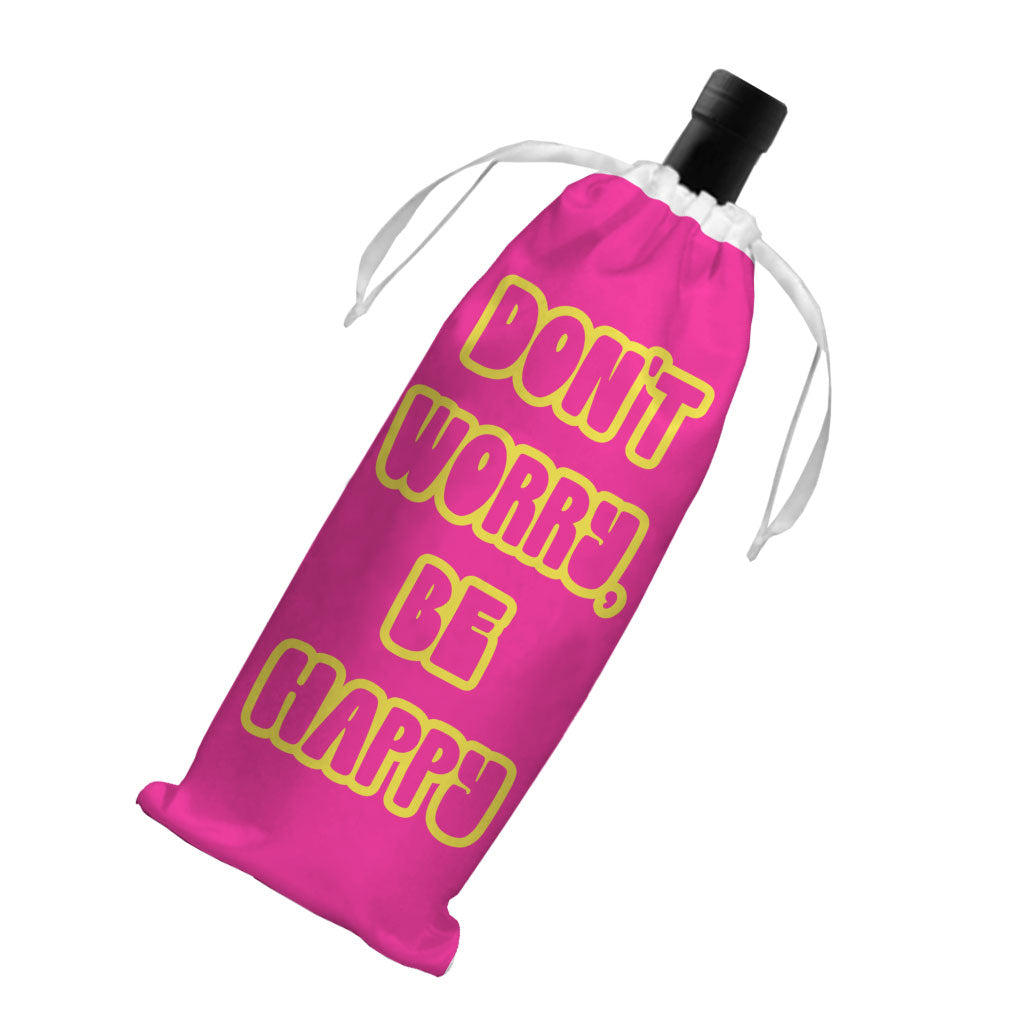 Don't Worry Be Happy Wine Tote Bag - Cute Wine Tote Bag - Trendy Wine Tote Bag