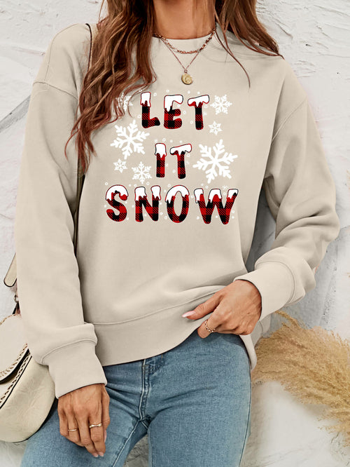 LET IT SNOW Graphic Dropped Shoulder Sweatshirt