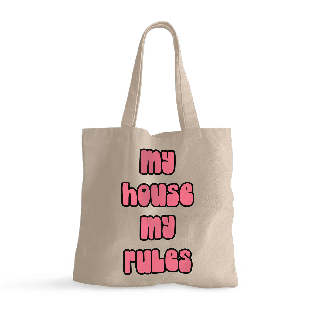 My House Rules Small Tote Bag - Cute Shopping Bag - Best Design Tote Bag