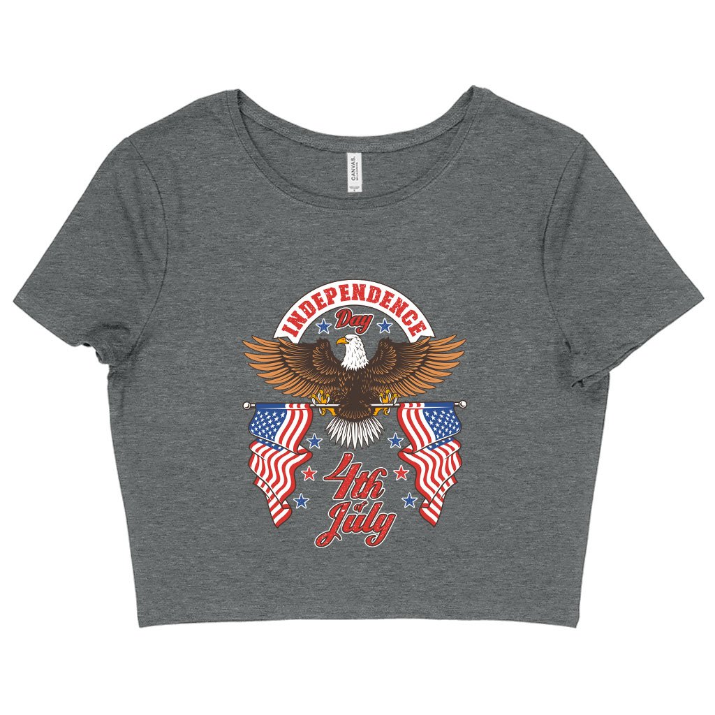 Women's Cropped Independence Day 4th of July T-Shirt - Independence Day T-Shirts - Patriotic USA T-Shirt