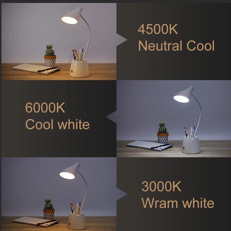 Multi-Functional LED Desk Lamp with Touch Dimmer and Pen Holder