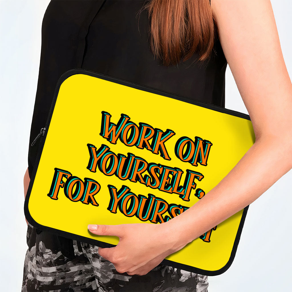 Work on Yourself HP 16" Sleeve - Cool Laptop Sleeve - Quote Laptop Sleeve with Zipper