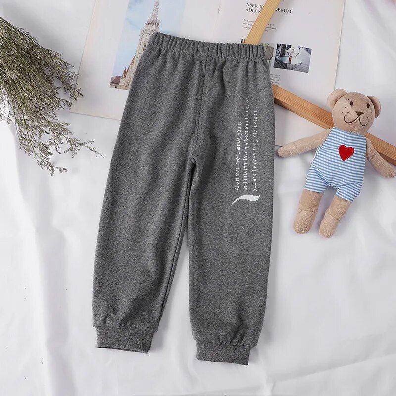 Comfy Cotton Kids' Sweatpants: Cartoon Pattern Leisure Trousers for Toddlers & Young Children