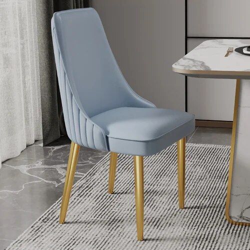 Elegant Modern Dining Chair with Gold Legs - Luxury Synthetic Leather Seating for Home and Events