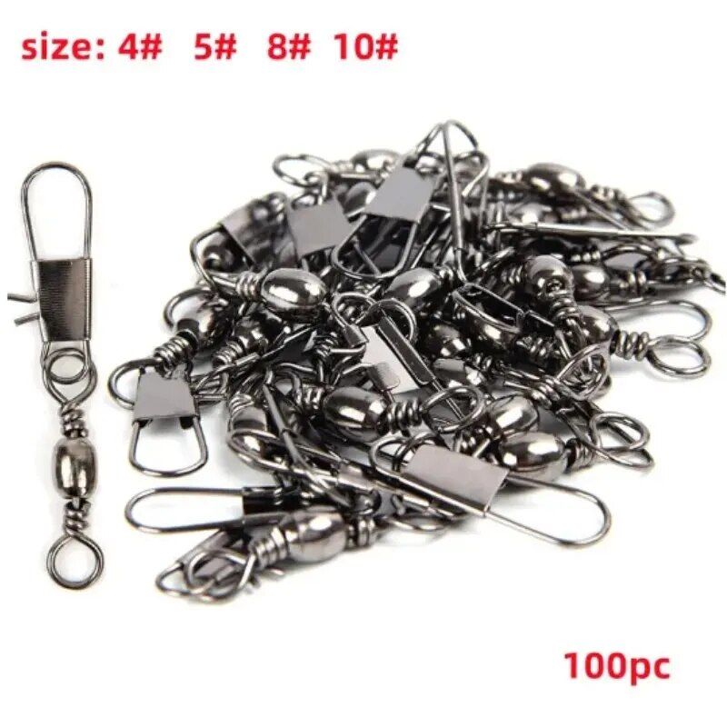 100-Pack Multipurpose Steel Alloy Fishing Swivels with Snap Fastlock