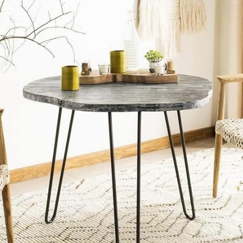 Elegant Grey & White Wash Wood Dining Table