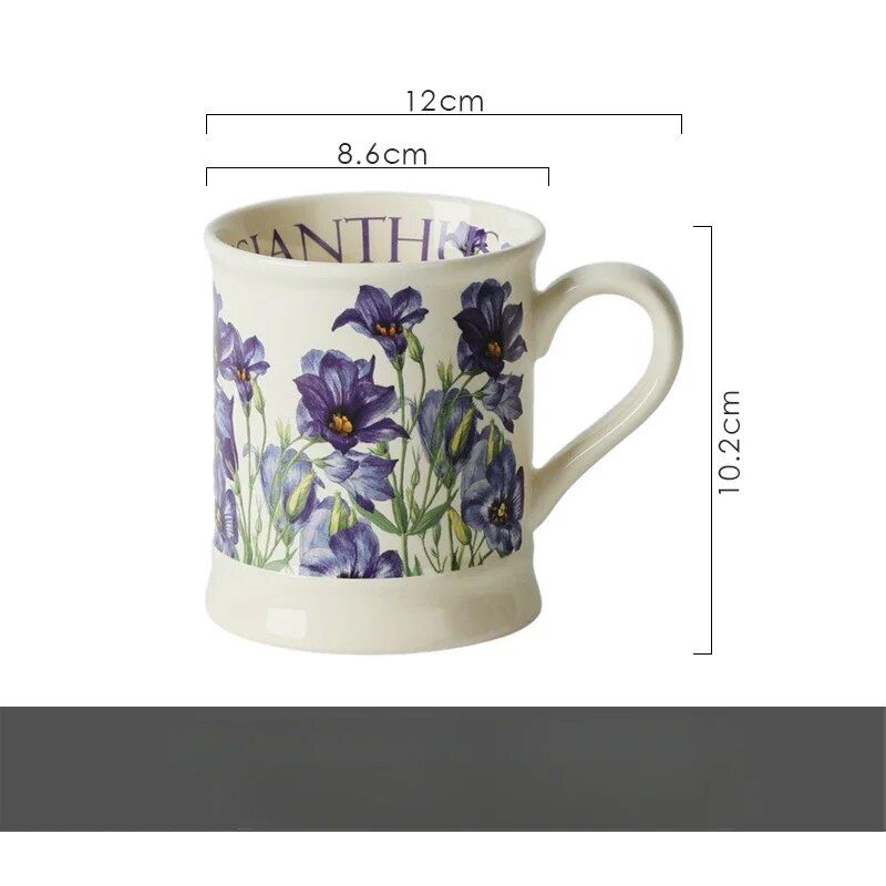 Chic Handgrip Ceramic Mug - Prairie Style, Floral Elegance for Office & Restaurant