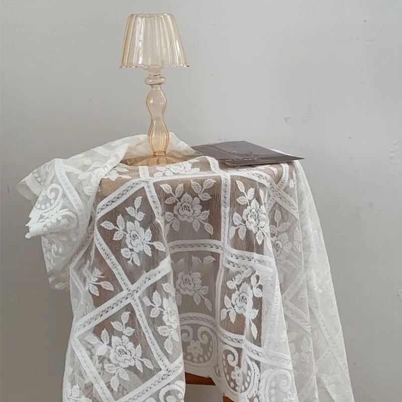 Elegant Vintage Lace Embroidered Tablecloth