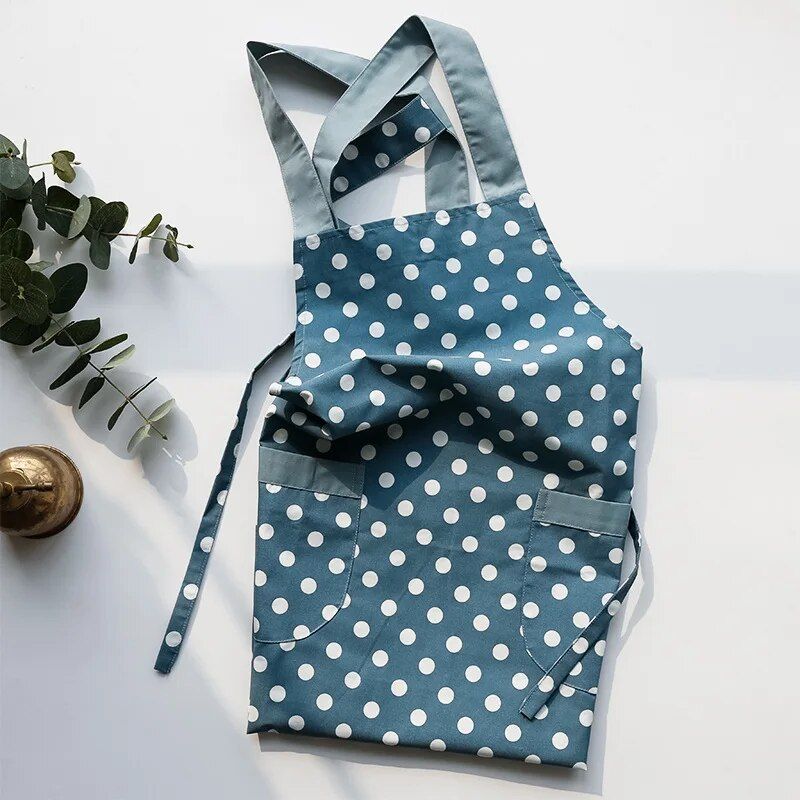 Chic Korean-Style Cotton Apron with Pocket