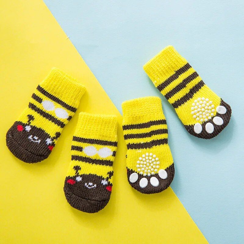 4Pcs Cute Pet Dog Socks