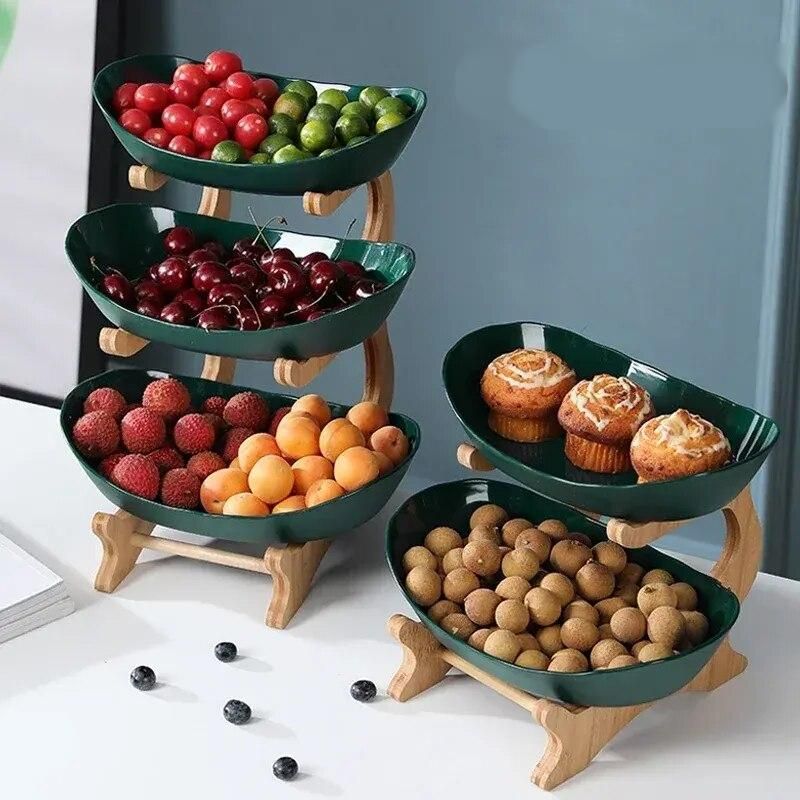 Multi-Layer Fruit and Snack Organizer: Elegant Oval Shaped Kitchen Stand