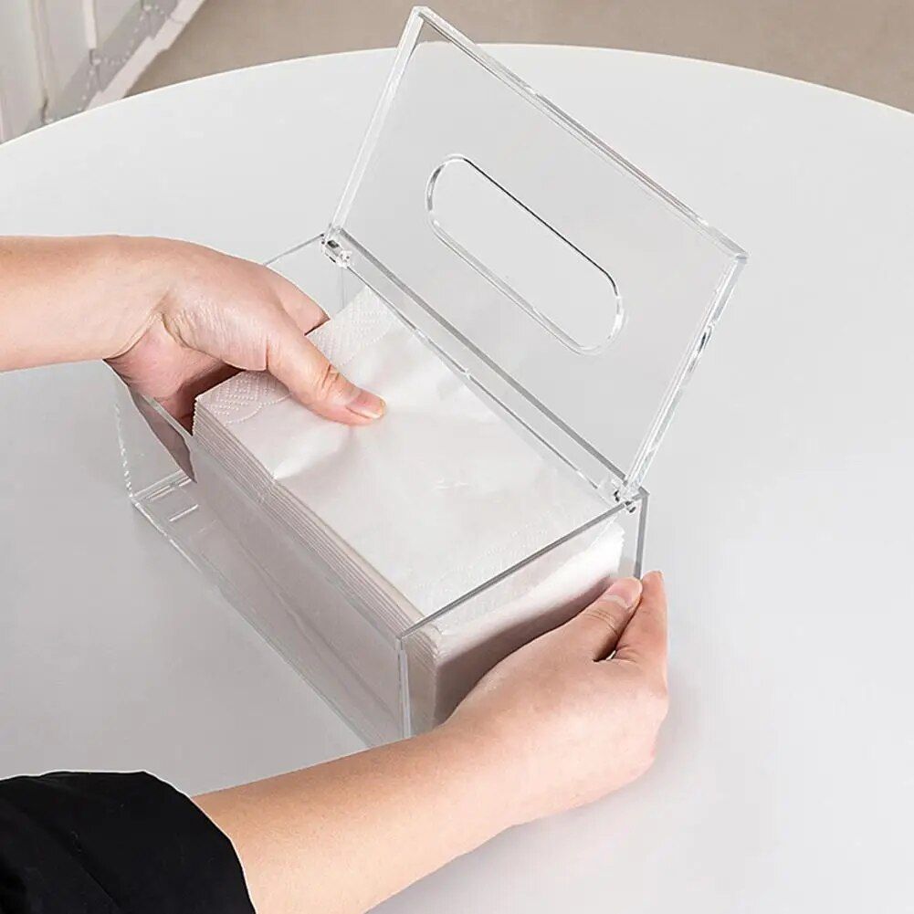 Elegant Acrylic Transparent Tissue Box – Waterproof & Visible Napkin Holder for Home & Car