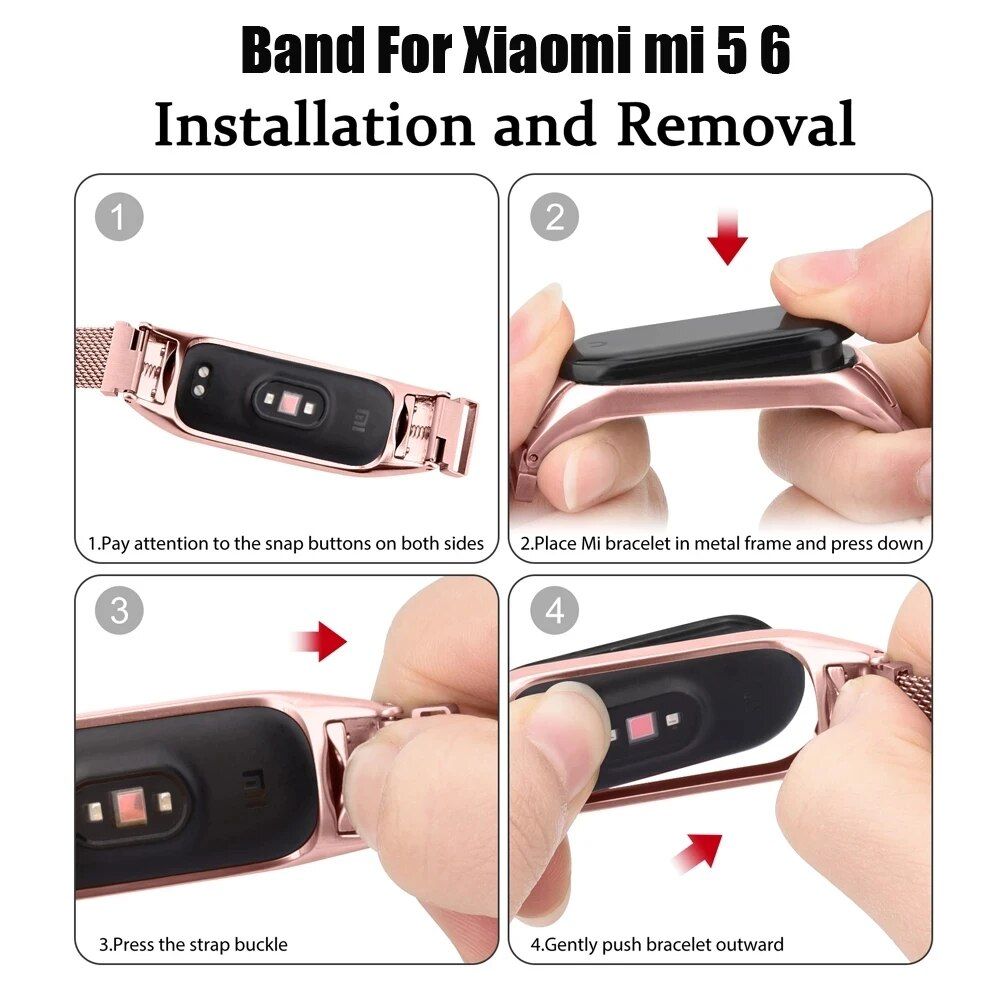 Luxury Milanese Stainless Steel Strap for Mi Band 3/4/5/6