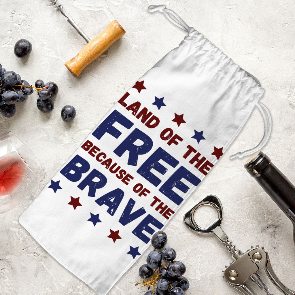 Land Of the Free Wine Tote Bag - Patriotic Wine Tote Bag - Best Print Wine Tote Bag