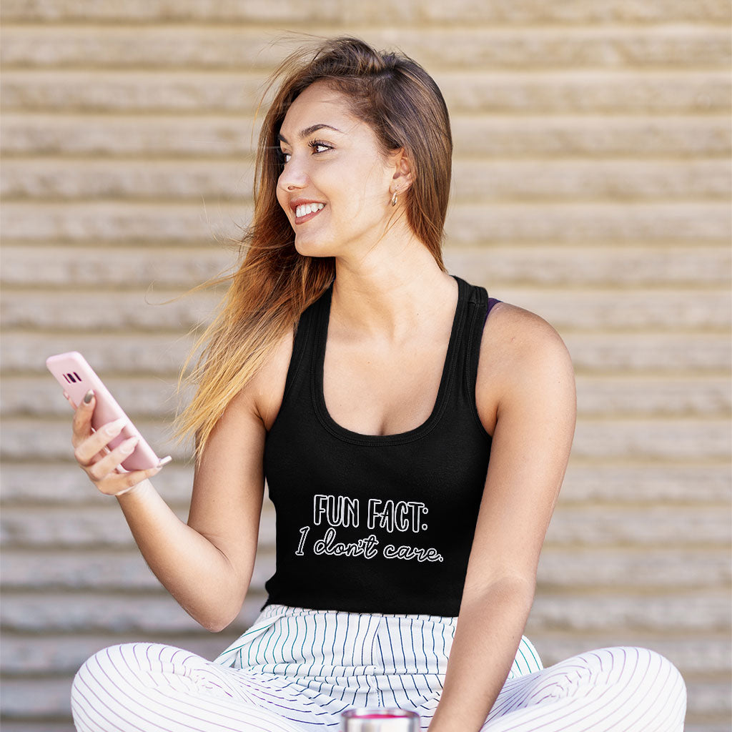 Fun Fact I Don't Care Racerback Tank - Cool Tank - Trendy Workout Tank