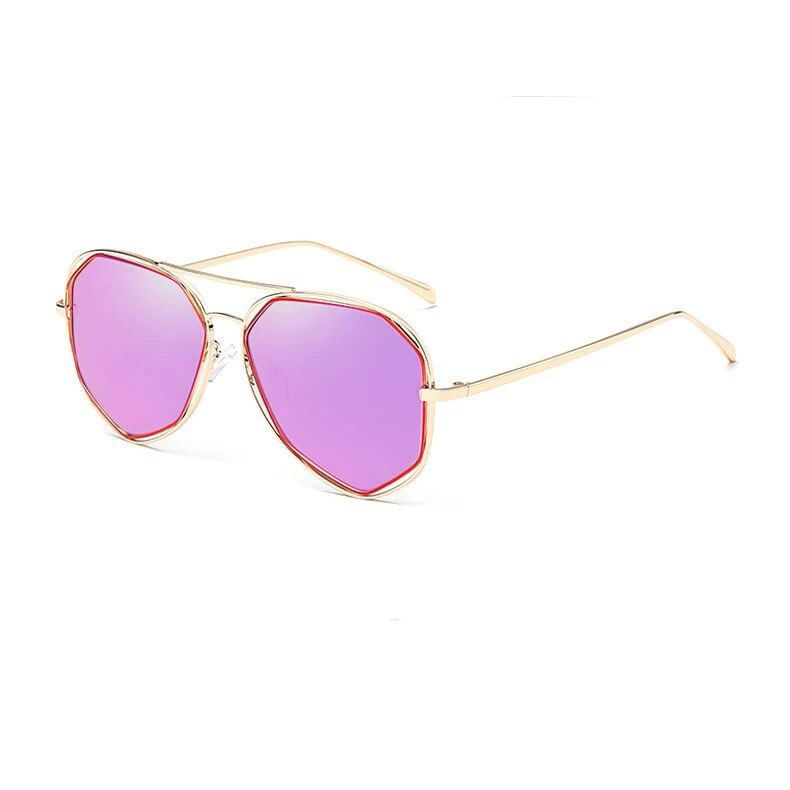 Rose Gold Aviator Sunglasses with Mirror Alloy Frame