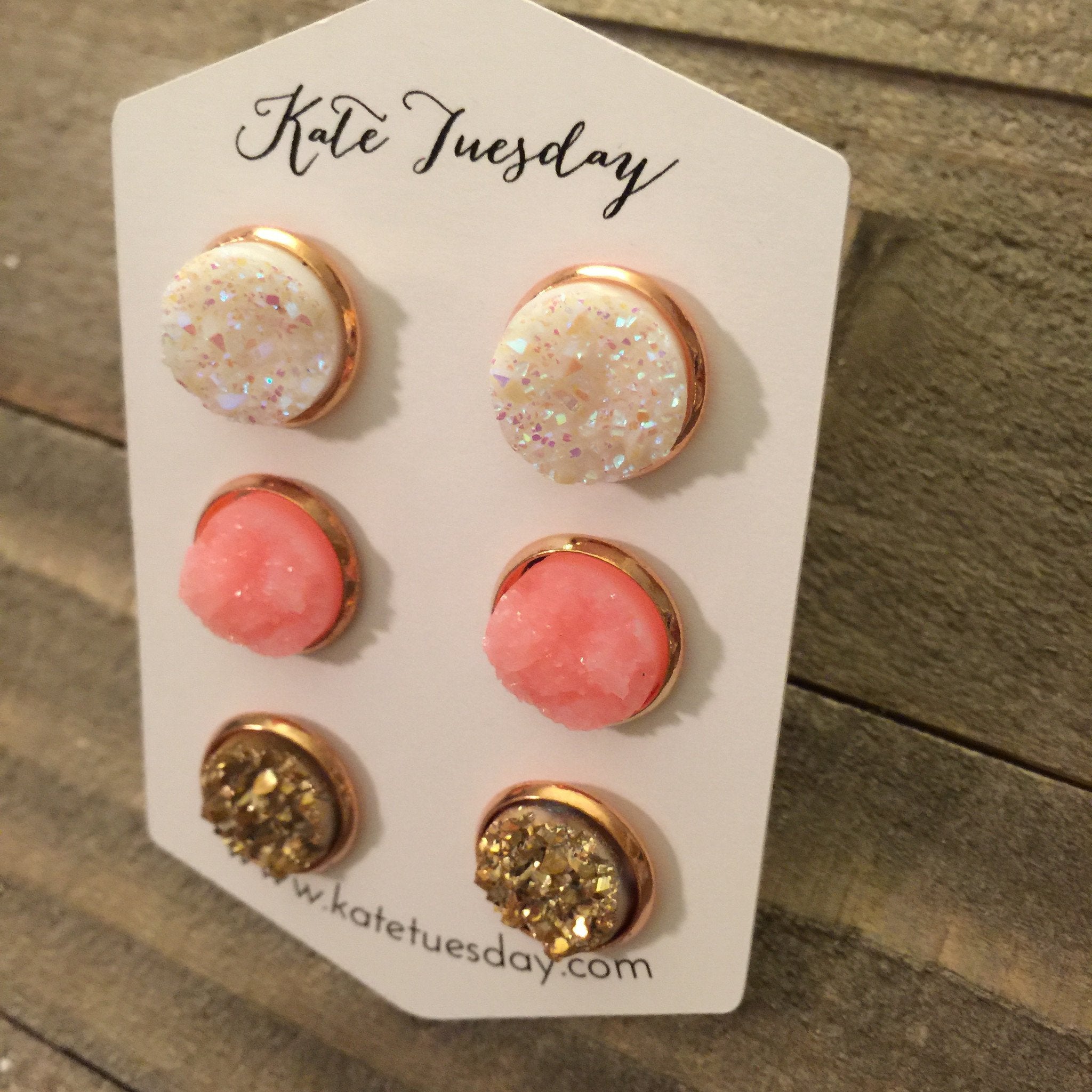 Kate Tuesday Bethany Set of 12mm Druzy Earrings