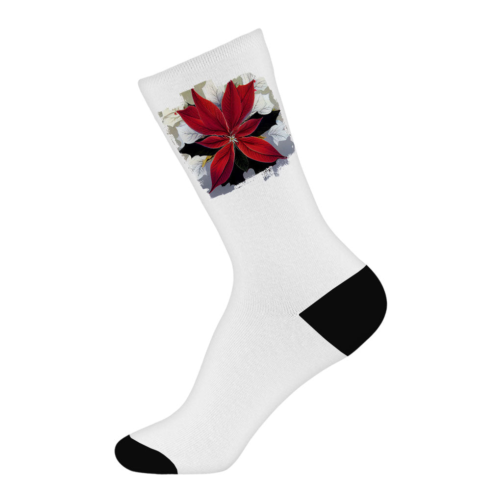 Flower Design Socks - Printed Novelty Socks - Themed Crew Socks