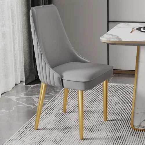 Elegant Modern Dining Chair with Gold Legs - Luxury Synthetic Leather Seating for Home and Events