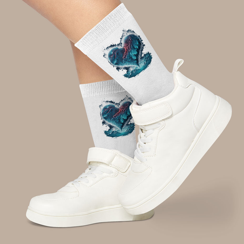 Winter Graphic Socks - Art Novelty Socks - Unique Crew Socks