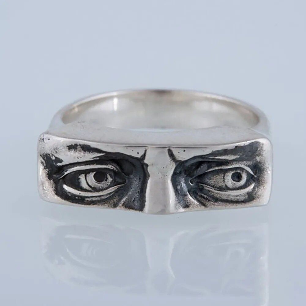 Men's Vintage Punk Eye Ring - Geometric Metal Cocktail Ring for Parties and Hip Hop Style